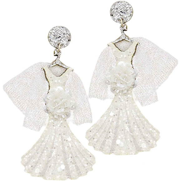 Wedding Dress Glitter Earrings - Picture 1 of 1